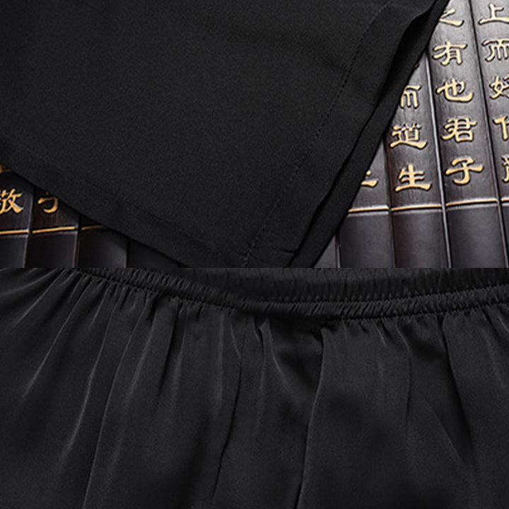 Costume Tang en bambou et fleurs de pêcher avec Buddha Stones, uniforme traditionnel Hanfu, haut à manches courtes et pantalon, ensemble pour hommes - image 16