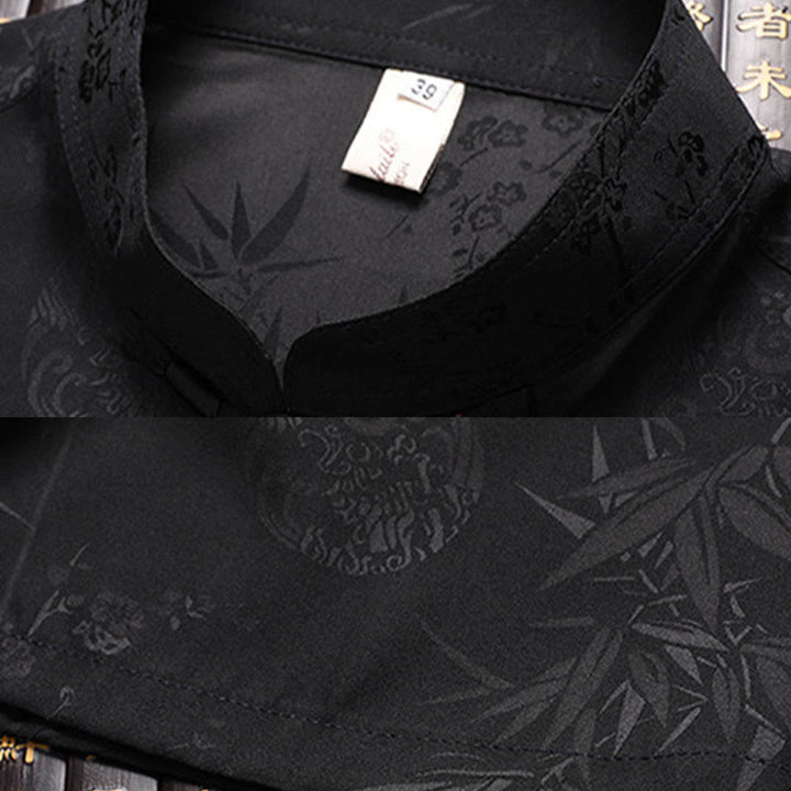 Costume Tang en bambou et fleurs de pêcher avec Buddha Stones, uniforme traditionnel Hanfu, haut à manches courtes et pantalon, ensemble pour hommes - image 11