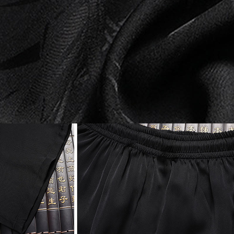 Costume Tang en bambou et fleurs de pêcher avec Buddha Stones, uniforme traditionnel Hanfu, haut à manches courtes et pantalon, ensemble pour hommes - image 17