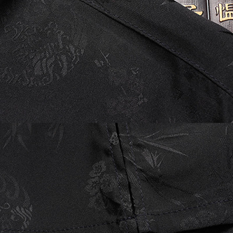 Costume Tang en bambou et fleurs de pêcher avec Buddha Stones, uniforme traditionnel Hanfu, haut à manches courtes et pantalon, ensemble pour hommes - image 12