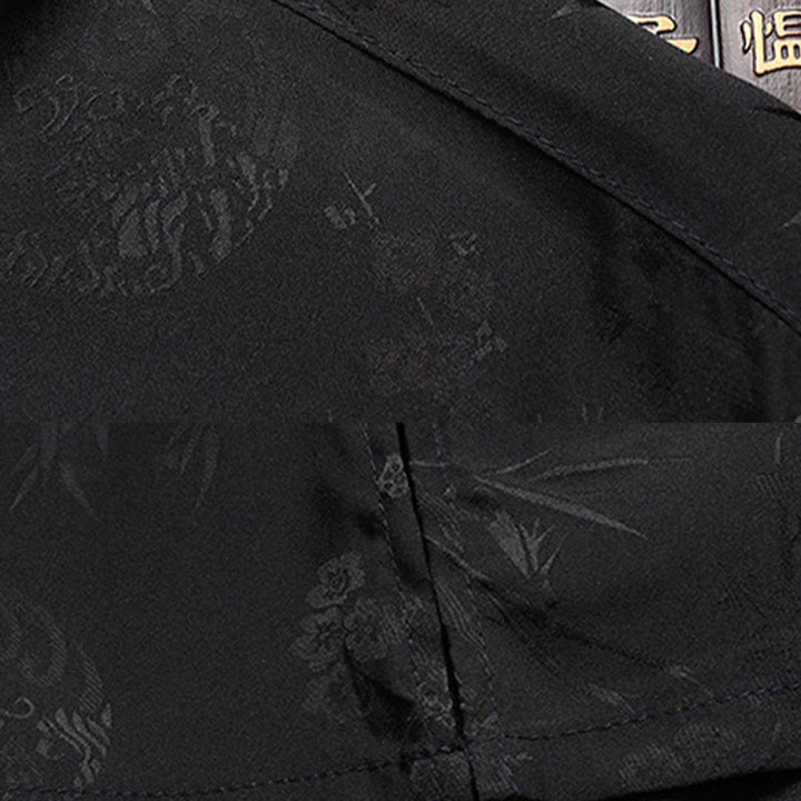 Costume Tang en bambou et fleurs de pêcher avec Buddha Stones, uniforme traditionnel Hanfu, haut à manches courtes et pantalon, ensemble pour hommes - image 12