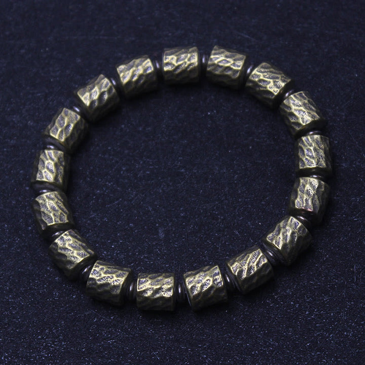 Bracelet porte-bonheur en cuivre avec motif de cratère de météorite et Buddha Stones