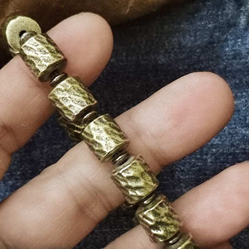 Bracelet porte-bonheur en cuivre avec motif de cratère de météorite et Buddha Stones