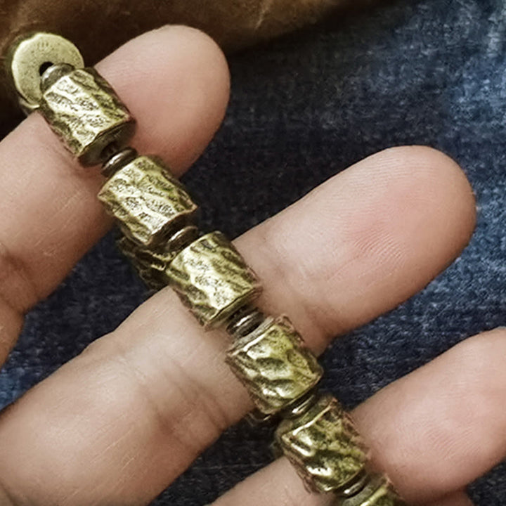 Bracelet porte-bonheur en cuivre avec motif de cratère de météorite et Buddha Stones