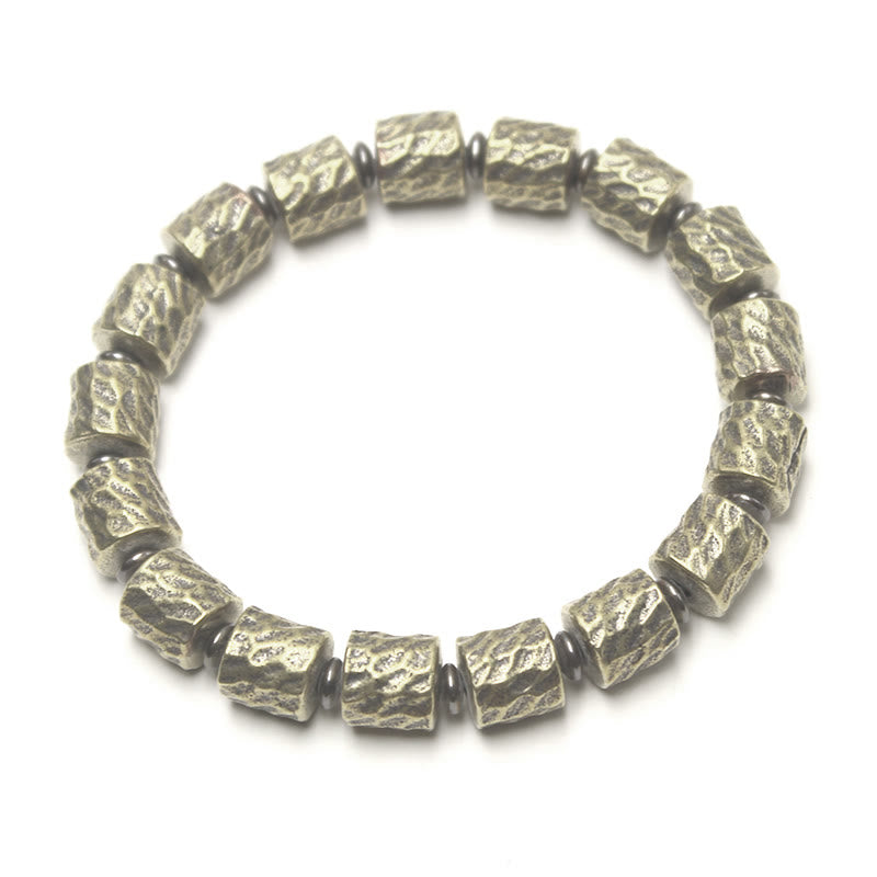 Bracelet porte-bonheur en cuivre avec motif de cratère de météorite et Buddha Stones