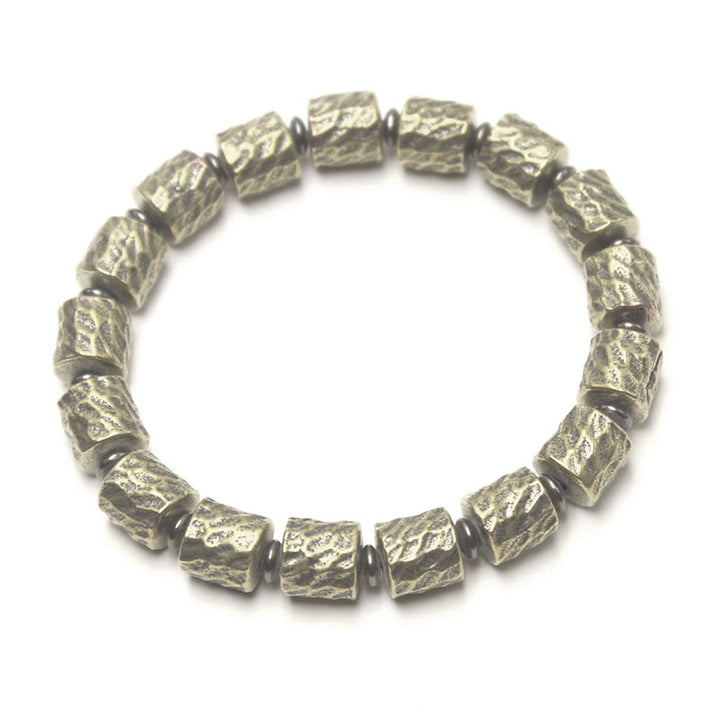 Bracelet porte-bonheur en cuivre avec motif de cratère de météorite et Buddha Stones