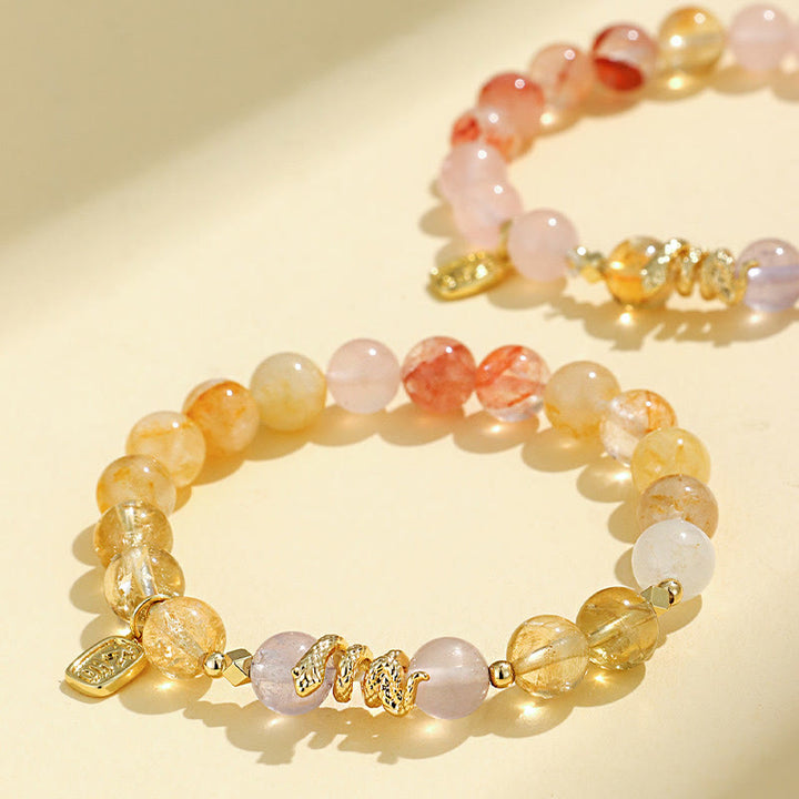Buddha Stones Divers Cristal Cristal Rose Améthyste Bracelet Porte-Bonheur Année du Serpent