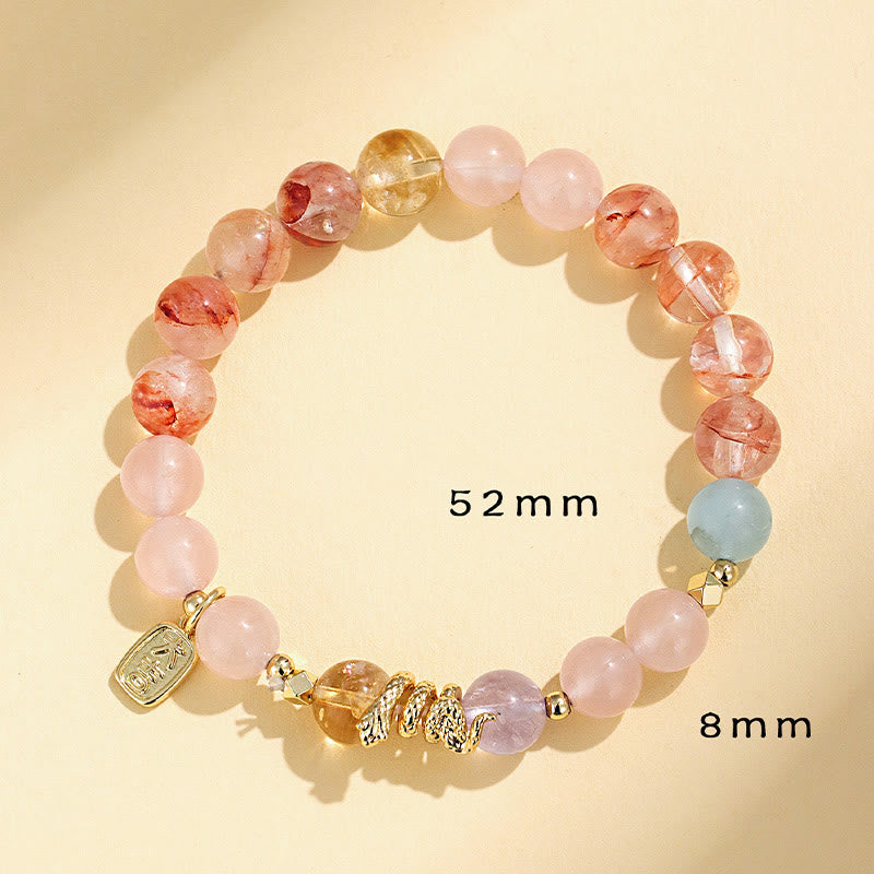 Buddha Stones Divers Cristal Cristal Rose Améthyste Bracelet Porte-Bonheur Année du Serpent