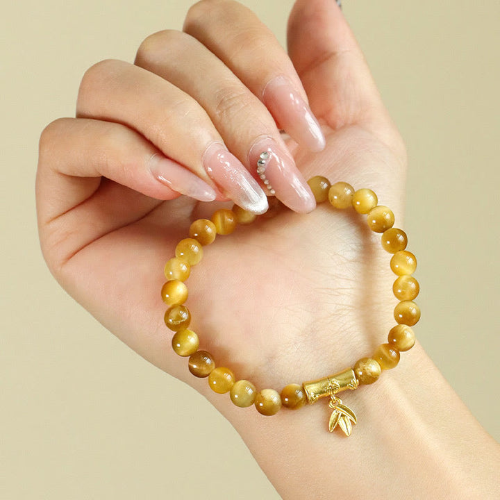 Bracelet de Protection œil de tigre, pierres de Buddha Stones , personnage Fu, bambou, poisson Koi, Lotus Om Mani Padme Hum