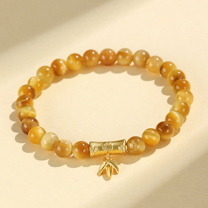 Bracelet de Protection œil de tigre, pierres de Buddha Stones , personnage Fu, bambou, poisson Koi, Lotus Om Mani Padme Hum