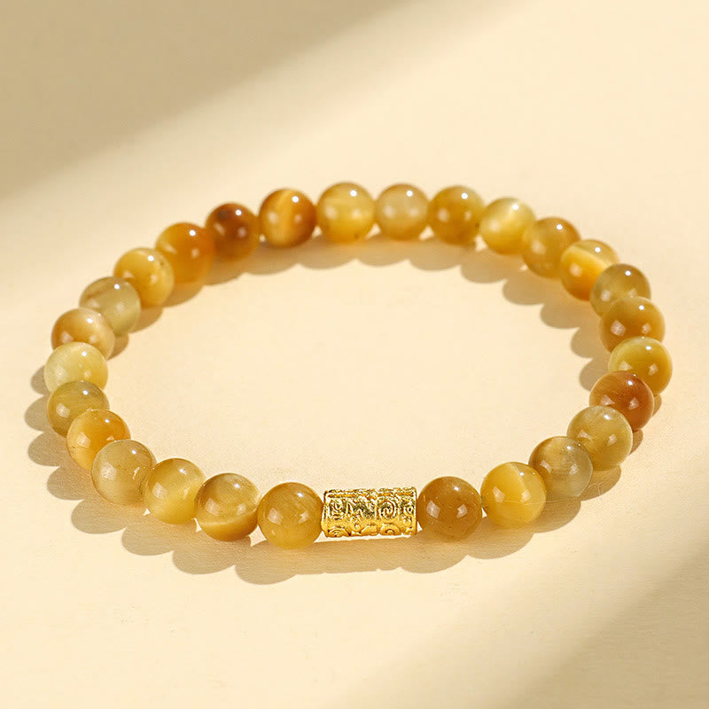Bracelet de Protection œil de tigre, pierres de Buddha Stones , personnage Fu, bambou, poisson Koi, Lotus Om Mani Padme Hum