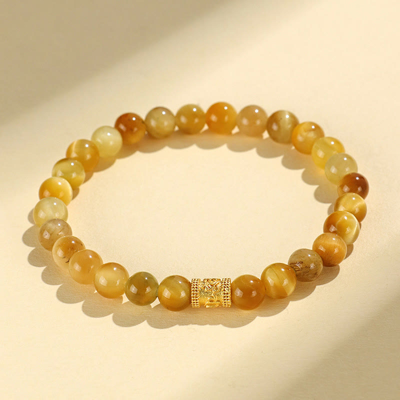 Bracelet de Protection œil de tigre, pierres de Buddha Stones , personnage Fu, bambou, poisson Koi, Lotus Om Mani Padme Hum