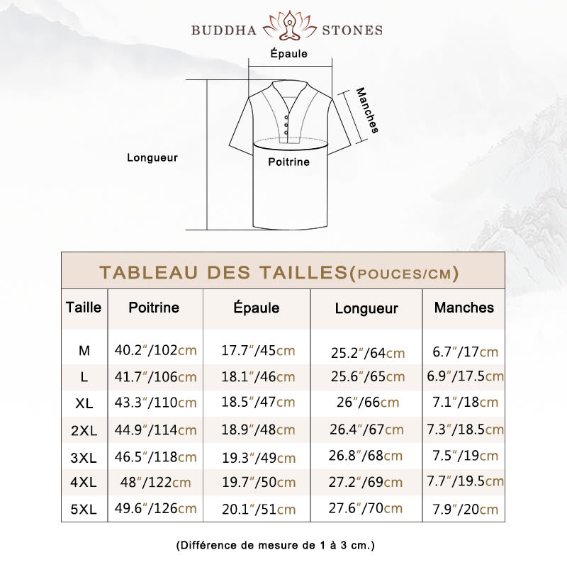 Buddha Stones Ensemble 2 pièces en coton de couleur unie avec t-shirt à manches courtes et pantalon pour homme