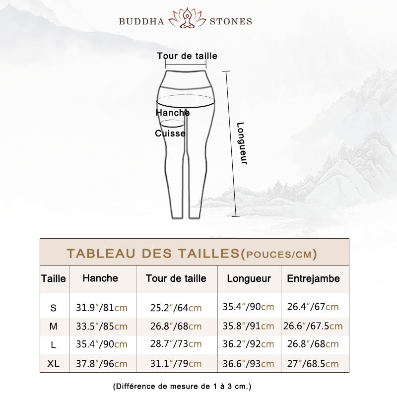 Buddha Stones Fleurs Plumes Soleil Lune Imprimé Sports Fitness Yoga Taille Haute Leggings Pantalons Femme