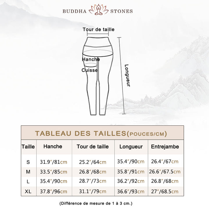 Buddha Stones Fleurs Plumes Soleil Lune Imprimé Sports Fitness Yoga Taille Haute Leggings Pantalons Femme