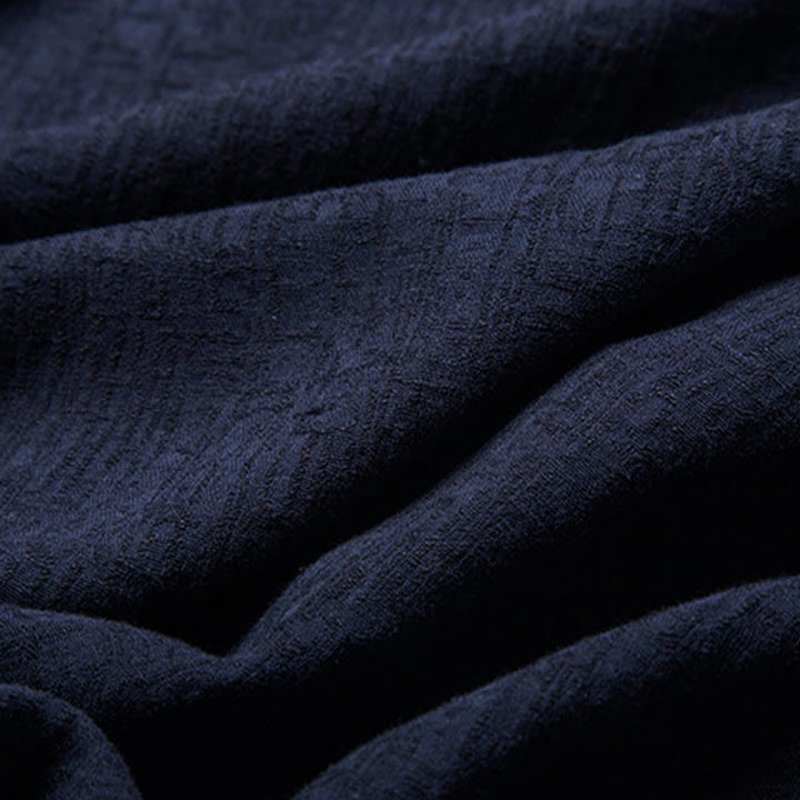 Chemise boutonnée à manches longues et col montant en coton et lin pour homme Motif Buddha Stones - image 13