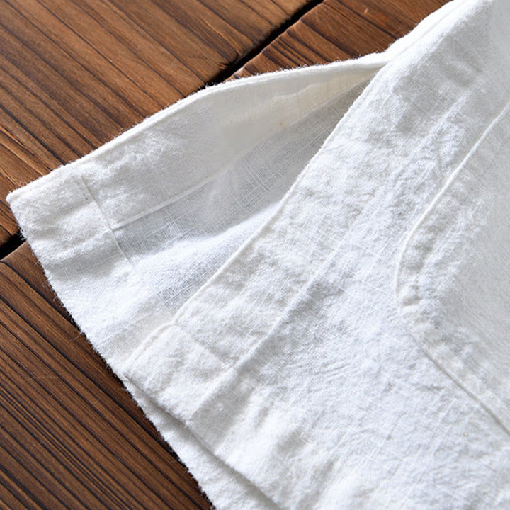 Costume chinois Tang en coton et lin avec boutons de grenouille et Buddha Stones , veste et chemise avec poches pour homme - image 13