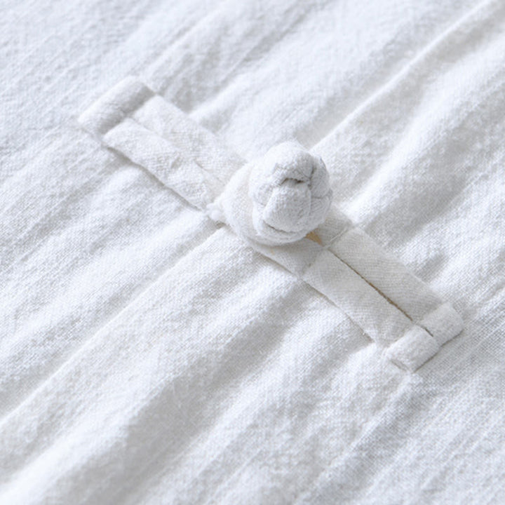 Costume chinois Tang en coton et lin avec boutons de grenouille et Buddha Stones , veste et chemise avec poches pour homme - image 11