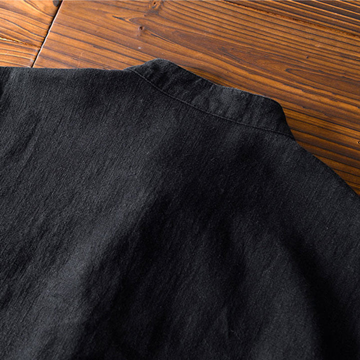 Costume chinois Tang en coton et lin avec boutons de grenouille et Buddha Stones , veste et chemise avec poches pour homme - image 17