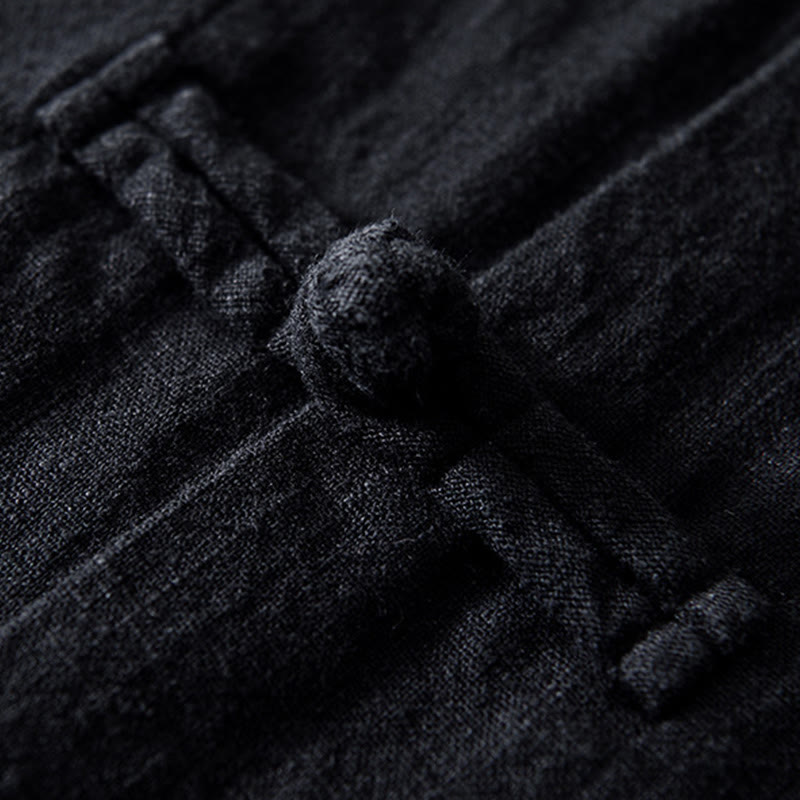 Chemise homme en coton et lin, style Tang, avec poches, à boutons grenouille et motifs de Buddha Stones - image 19
