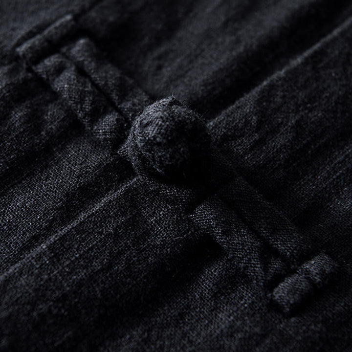 Chemise homme en coton et lin, style Tang, avec poches, à boutons grenouille et motifs de Buddha Stones - image 19