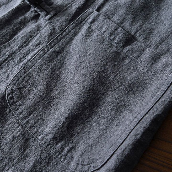 Costume chinois Tang en coton et lin avec boutons de grenouille et Buddha Stones , veste et chemise avec poches pour homme - image 5