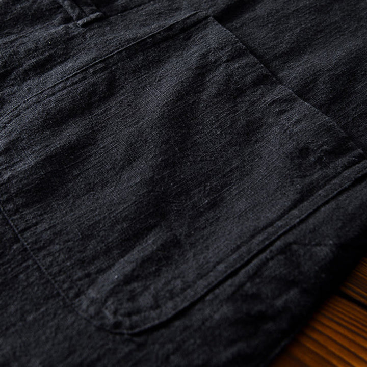 Costume chinois Tang en coton et lin avec boutons de grenouille et Buddha Stones , veste et chemise avec poches pour homme - image 20