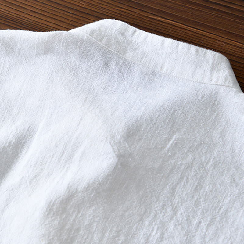 Costume chinois Tang en coton et lin avec boutons de grenouille et Buddha Stones , veste et chemise avec poches pour homme - image 9