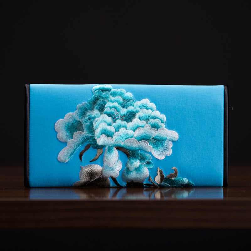 Sac à main long avec broderie Buddha Stones Pivoine Flower Su Journey Shopping
