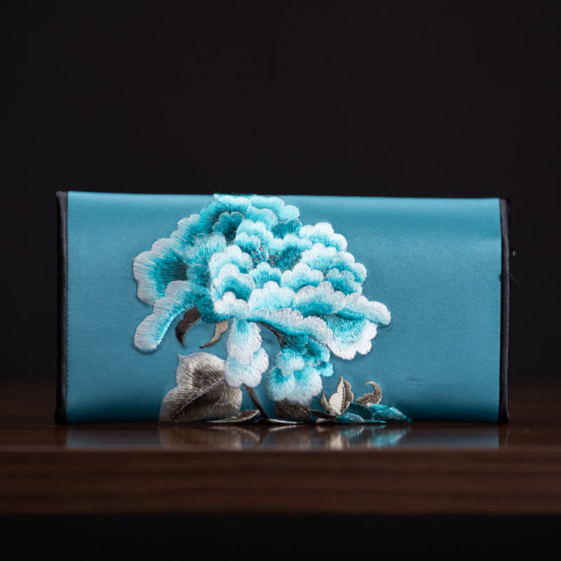 Sac à main long avec broderie Buddha Stones Pivoine Flower Su Journey Shopping