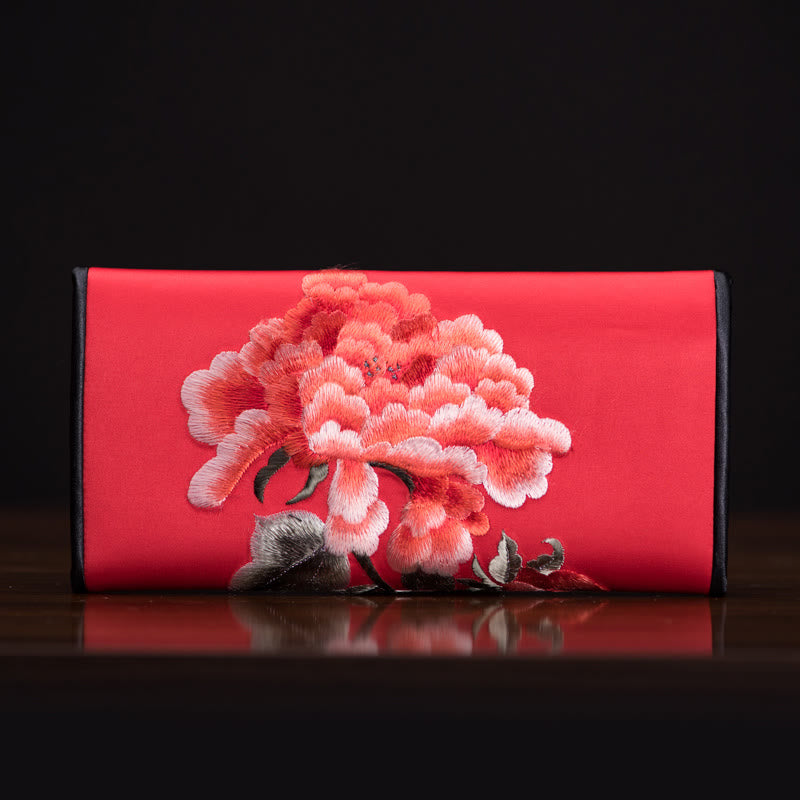 Sac à main long avec broderie Buddha Stones Pivoine Flower Su Journey Shopping