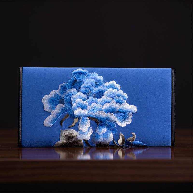 Sac à main long avec broderie Buddha Stones Pivoine Flower Su Journey Shopping