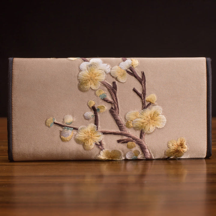 Sac à main long avec broderie Buddha Stones Plum Bossom Su Journey Shopping