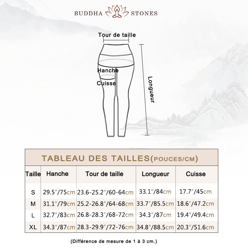 Leggings de sport en maille avec imprimé Buddha Stones, blanc, noir, encre, lignes de pinceau, pantalons de yoga pour femmes - image 5