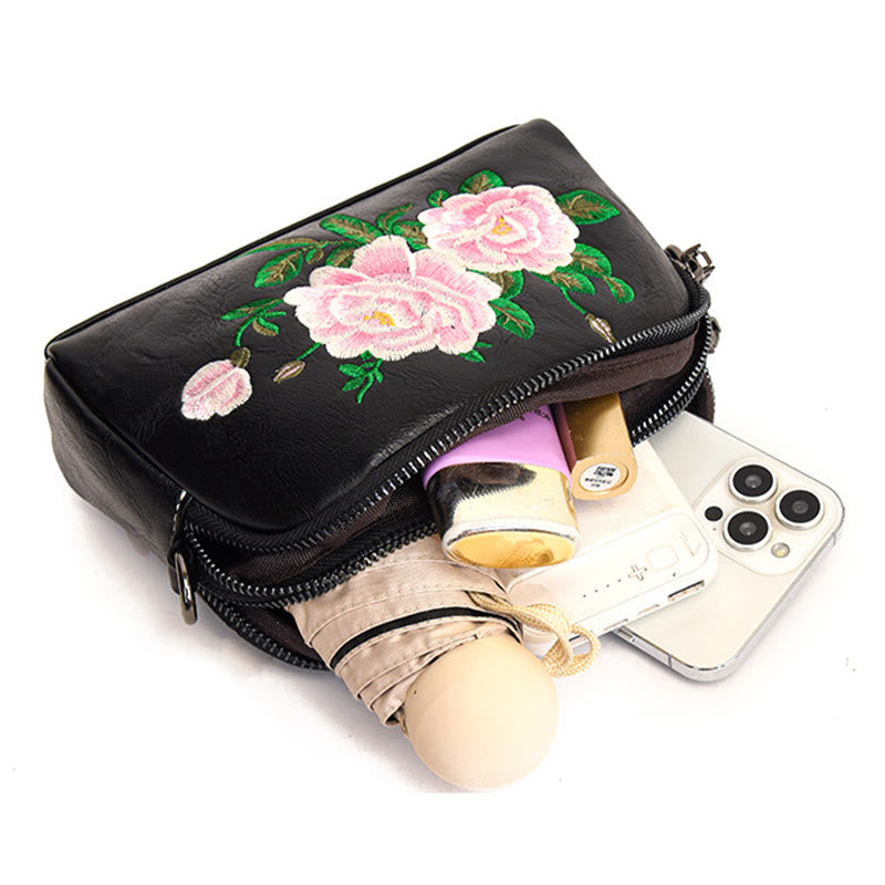 Sac à main en Buddha Stones, de pivoine, de grenade, de fleurs, brodé, sac à bandoulière