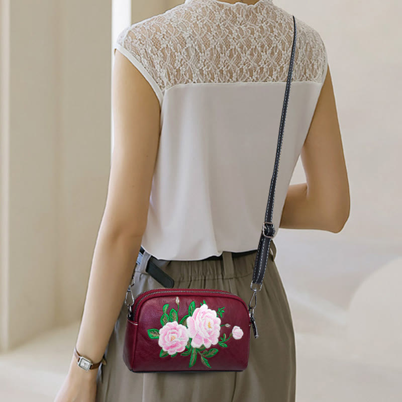 Sac à main en Buddha Stones, de pivoine, de grenade, de fleurs, brodé, sac à bandoulière