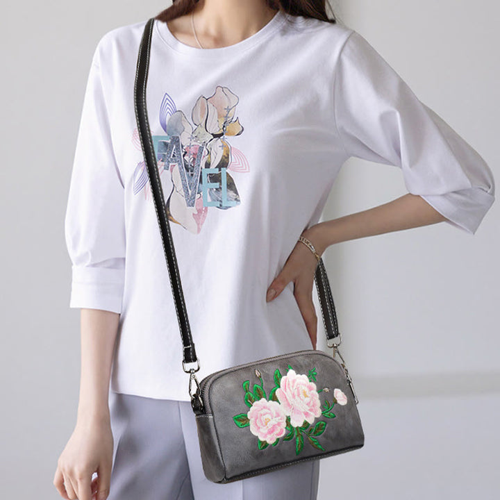 Sac à main en Buddha Stones, de pivoine, de grenade, de fleurs, brodé, sac à bandoulière