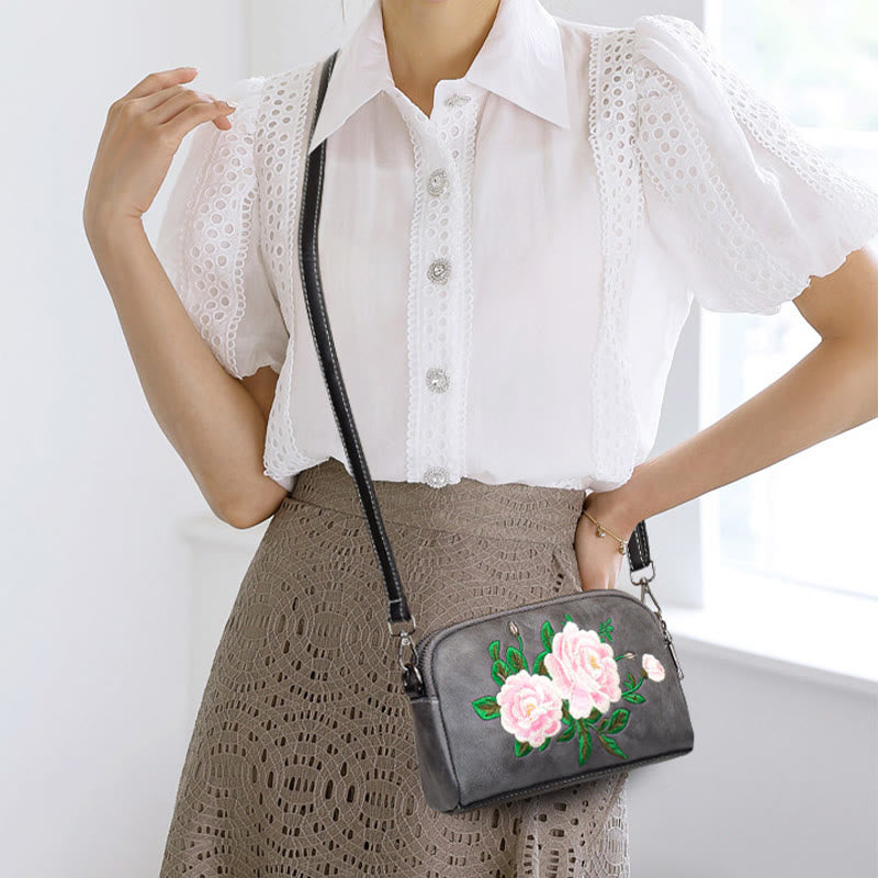 Sac à main en Buddha Stones, de pivoine, de grenade, de fleurs, brodé, sac à bandoulière