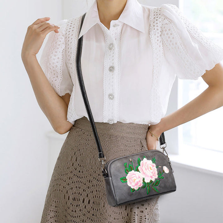 Sac à main en Buddha Stones, de pivoine, de grenade, de fleurs, brodé, sac à bandoulière