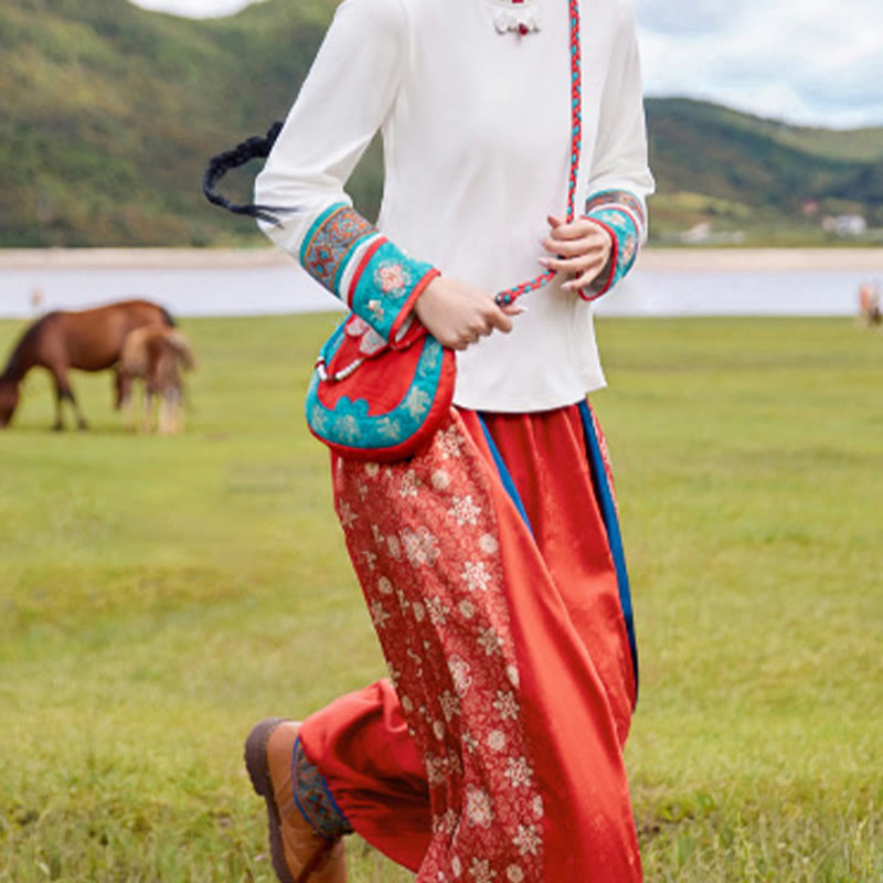 Sac à bandoulière en Buddha Stones de style ethnique Su Broderie Voyage Shopping Sac à main Sac à bandoulière