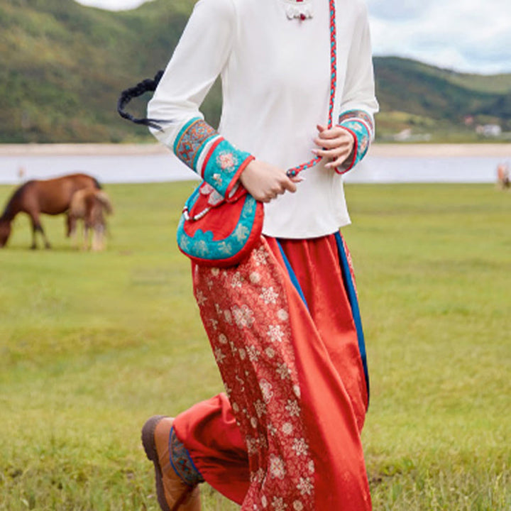 Sac à bandoulière en Buddha Stones de style ethnique Su Broderie Voyage Shopping Sac à main Sac à bandoulière