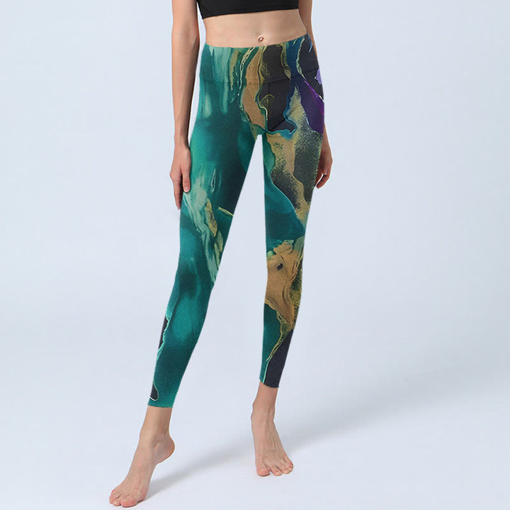 Leggings d'exercice Buddha Stones DarkCyan Natural Landscapes Pantalon de yoga pour femme - image 6