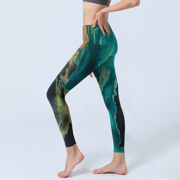 Leggings d'exercice Buddha Stones DarkCyan Natural Landscapes Pantalon de yoga pour femme - image 3