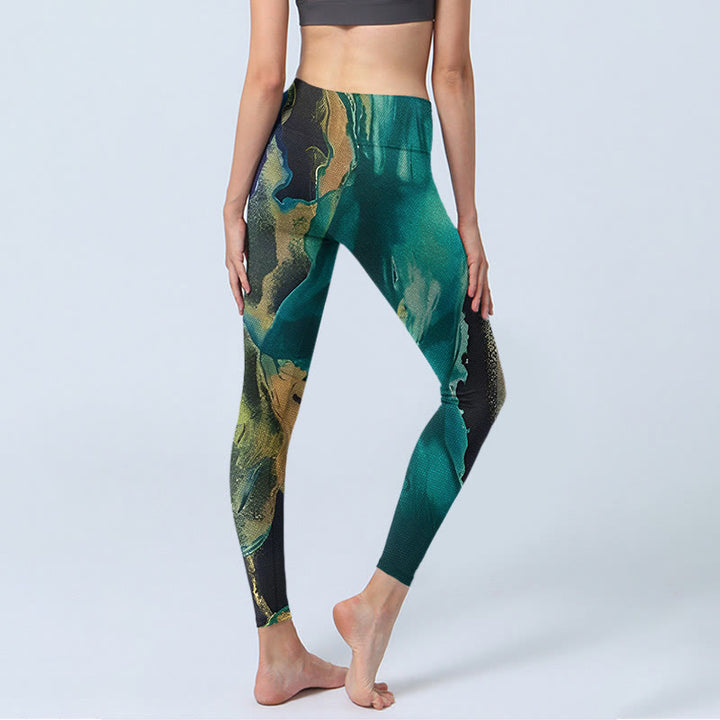 Leggings d'exercice Buddha Stones DarkCyan Natural Landscapes Pantalon de yoga pour femme - image 4