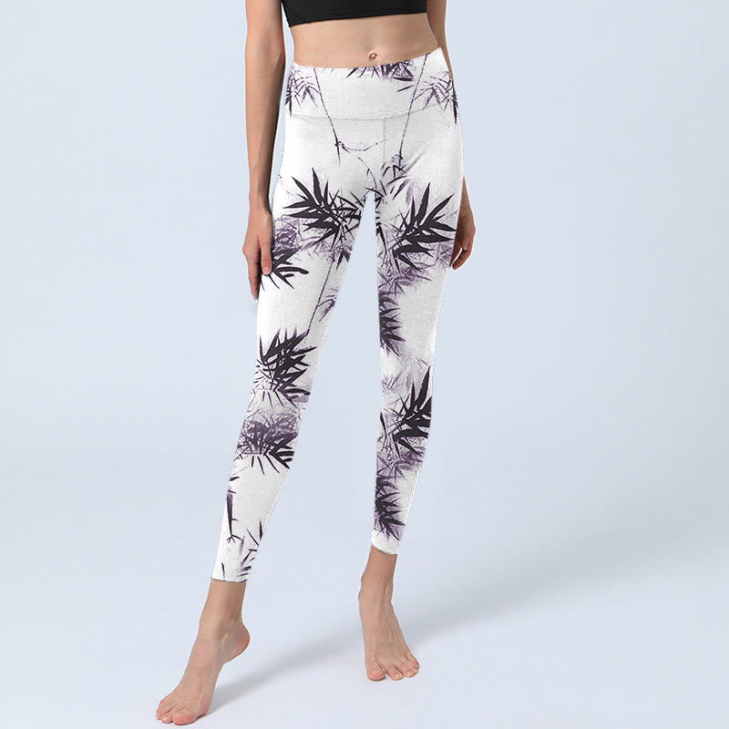 Pantalon de yoga pour femme en bambou blanc et noir avec Buddha Stones - image 6