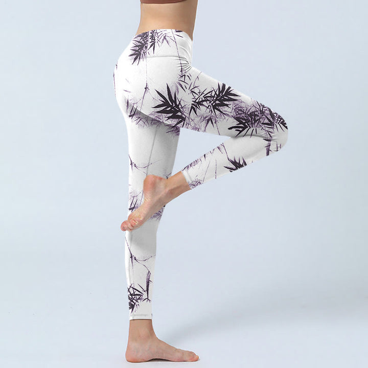 Pantalon de yoga pour femme en bambou blanc et noir avec Buddha Stones - image 3