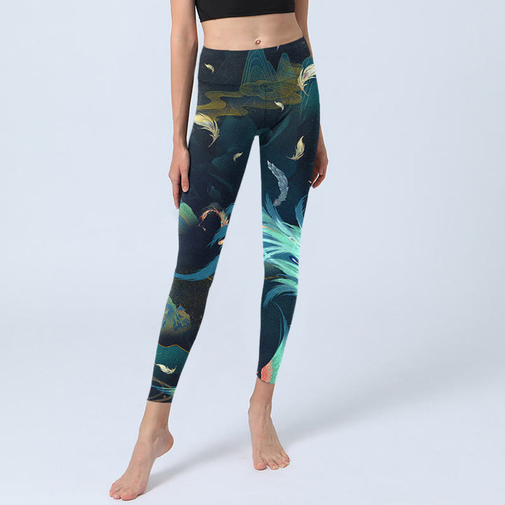 Leggings d'exercice Buddha Stones Mountains Phoenix Feather Pantalons de yoga pour femmes - image 6