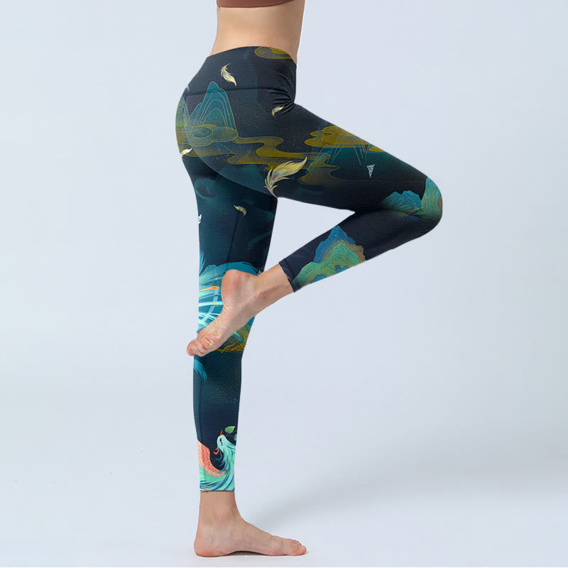 Leggings d'exercice Buddha Stones Mountains Phoenix Feather Pantalons de yoga pour femmes - image 4