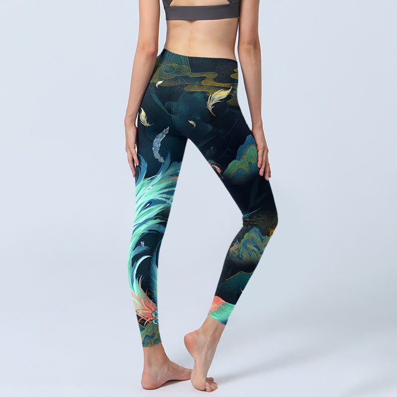 Leggings d'exercice Buddha Stones Mountains Phoenix Feather Pantalons de yoga pour femmes - image 4