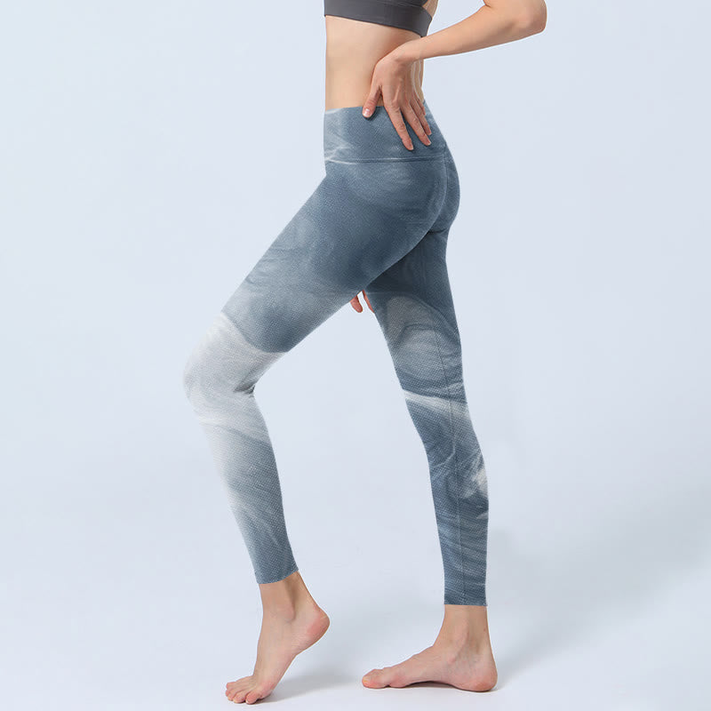 Pantalon de yoga pour femme Buddha Stones Light Slate Grey White Cat Leggings d'exercice - image 2